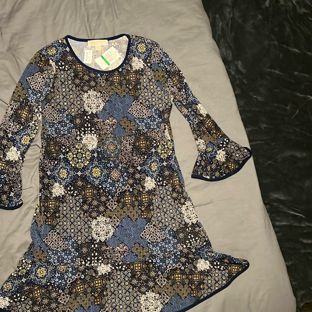Michael Michael Kors blue pattern dress, NWT, sz L